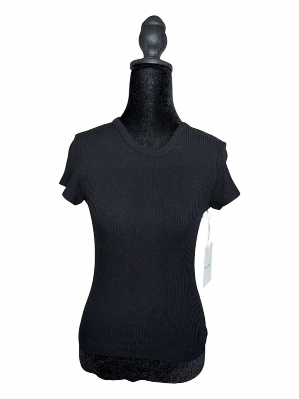 Citizens Of Humanity Black Ribbed Short-Sleeve Tee - Picture 2 of 10